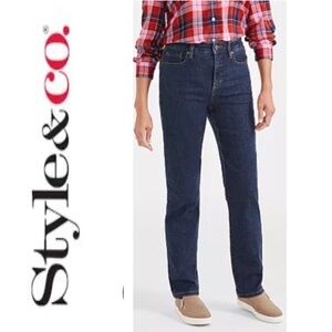 Style & Co. Women’s DENIM STRAIGHT LEG  HIGH RISE  Size 6S Dark Blue